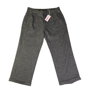 Sun 68 Womens Grey Black Wool Houndstooth Cuffed Cropped Trouser Pants NWT Large